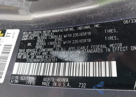 2023 Toyota Highlander Hybrid Le from USA, damaged, VIN 5TDZARAH3PS526191